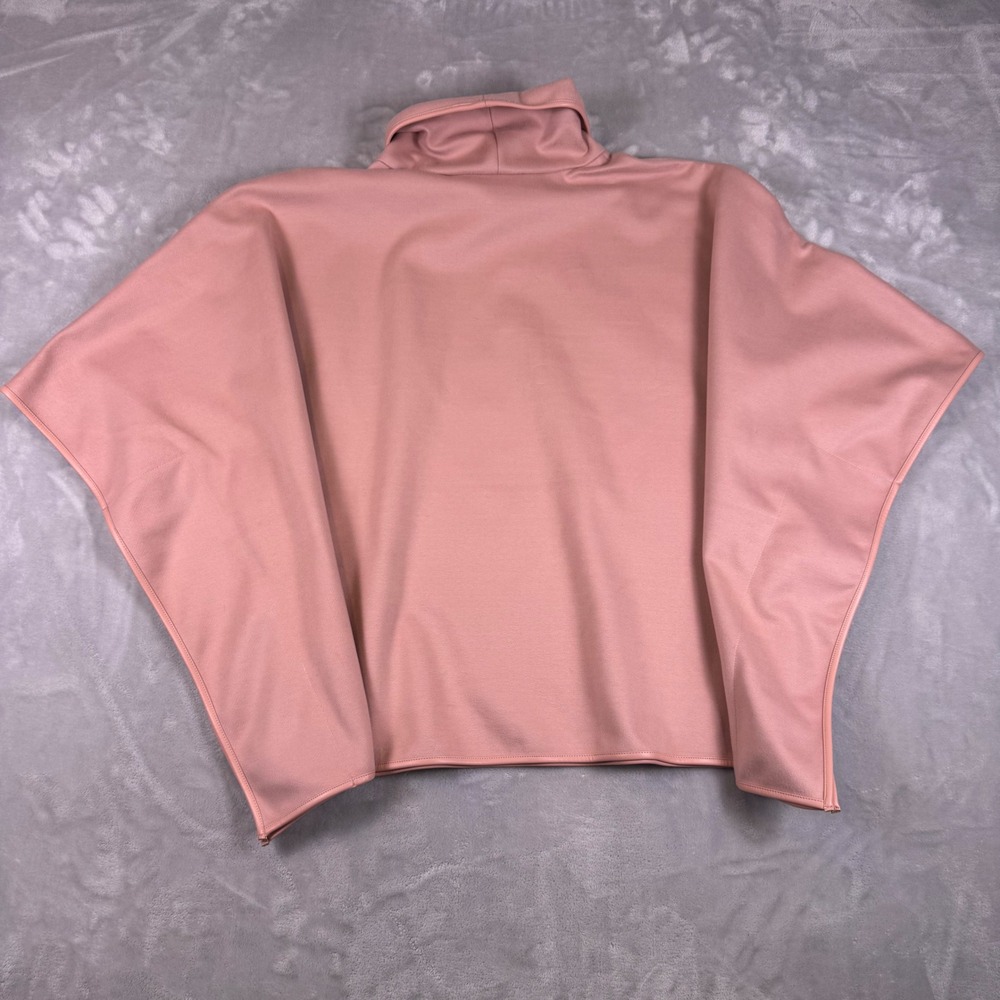 Tuckernuck Pink Cowl Neck Poncho Cape Top Faux Leather Trim OS - Picture 5 of 5